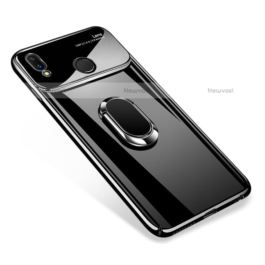 Hard Rigid Plastic Mirror Cover Case 360 Degrees Magnetic Finger Ring Stand for Huawei Nova 3i Black