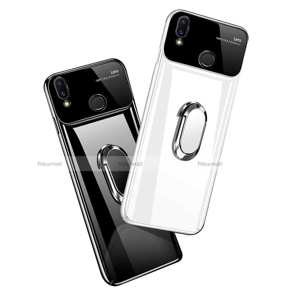 Hard Rigid Plastic Mirror Cover Case 360 Degrees Magnetic Finger Ring Stand for Huawei P Smart+ Plus