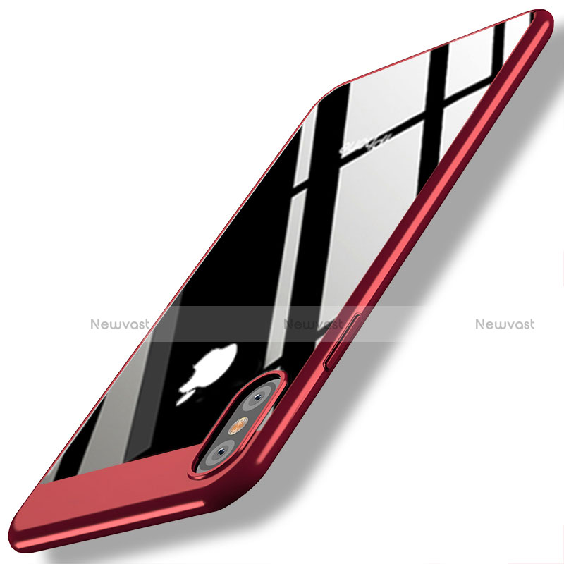 Hard Rigid Plastic Mirror Snap On Case M01 for Apple iPhone X Red