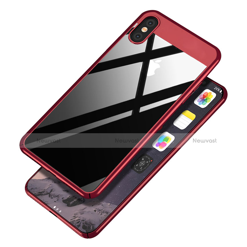 Hard Rigid Plastic Mirror Snap On Case M01 for Apple iPhone X Red