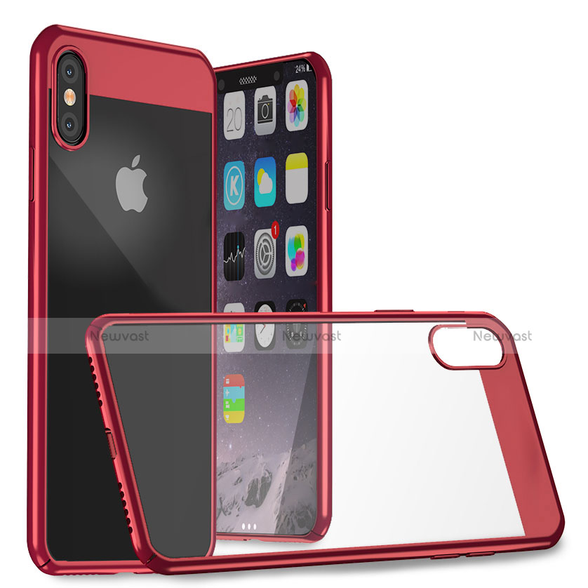 Hard Rigid Plastic Mirror Snap On Case M01 for Apple iPhone X Red