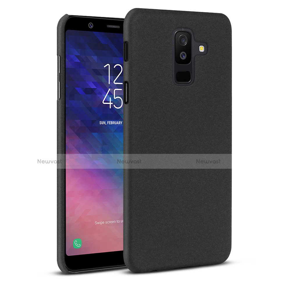 Hard Rigid Plastic Quicksand Cover Case for Samsung Galaxy A6 Plus (2018) Black