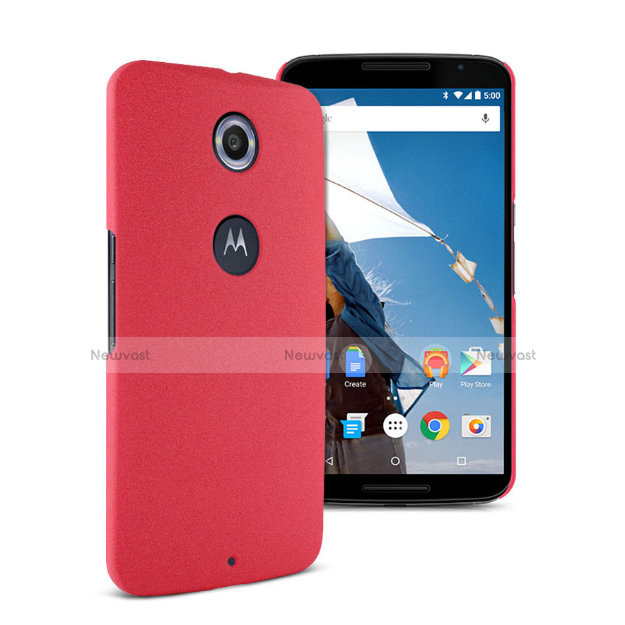 Hard Rigid Plastic Quicksand Cover for Google Nexus 6 Red