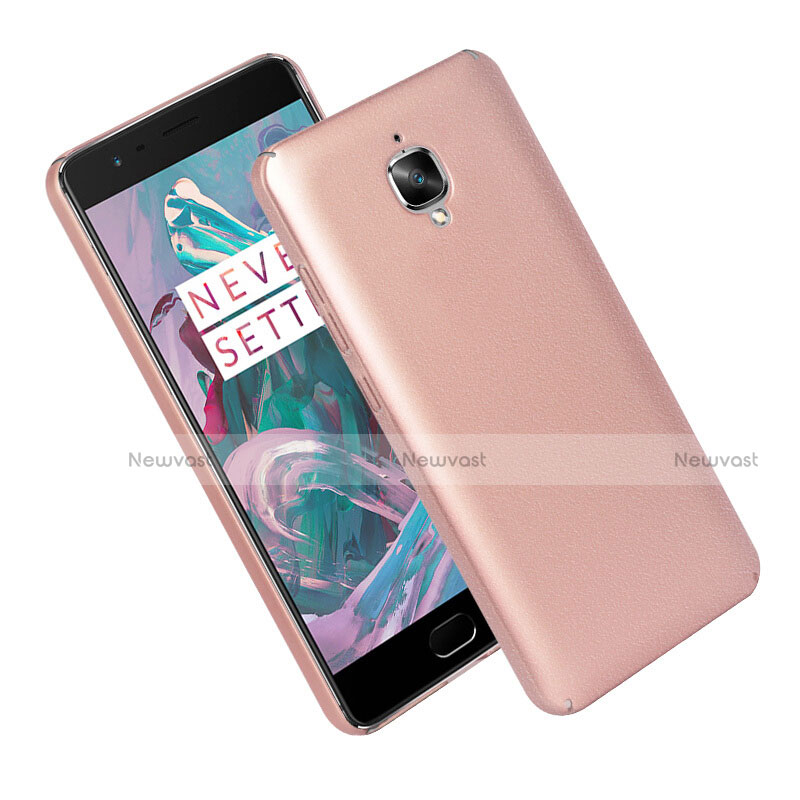 Hard Rigid Plastic Quicksand Cover for OnePlus 3 Rose Gold