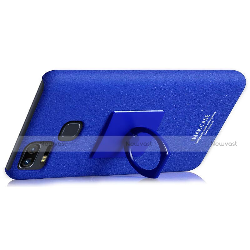 Hard Rigid Plastic Quicksand Cover with Finger Ring Stand for Asus Zenfone 3 Zoom Blue