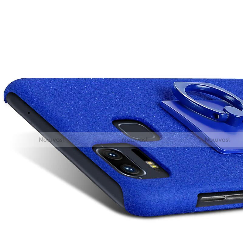 Hard Rigid Plastic Quicksand Cover with Finger Ring Stand for Asus Zenfone 3 Zoom Blue