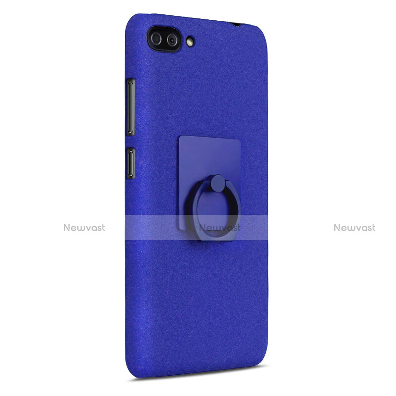 Hard Rigid Plastic Quicksand Cover with Finger Ring Stand for Asus Zenfone 4 Max ZC554KL Blue