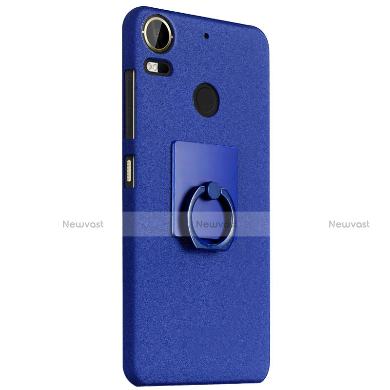 Hard Rigid Plastic Quicksand Cover with Finger Ring Stand for HTC Desire 10 Pro Blue