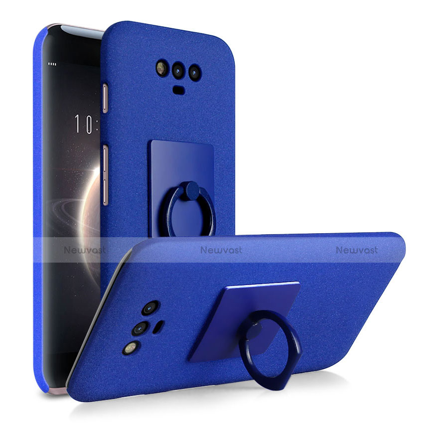 Hard Rigid Plastic Quicksand Cover with Finger Ring Stand for Huawei Honor Magic Blue