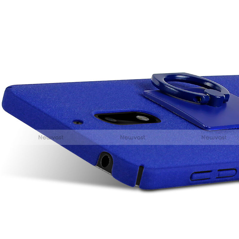 Hard Rigid Plastic Quicksand Cover with Finger Ring Stand for Nokia 6 Blue