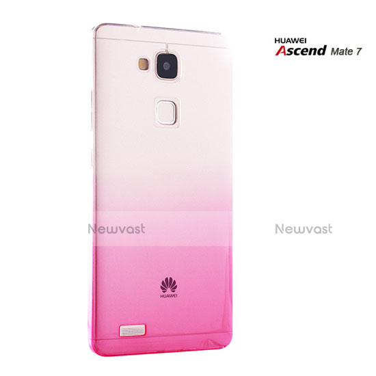 Hard Rigid Transparent Gradient Cover for Huawei Mate 7 Pink