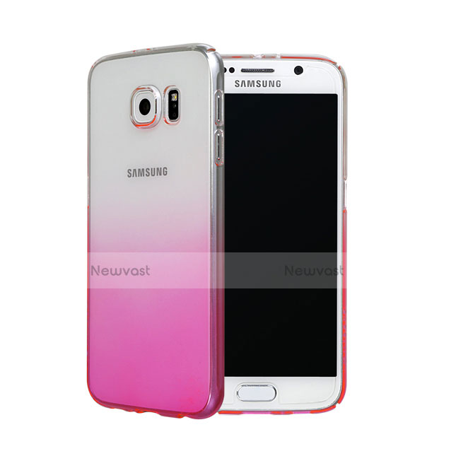 Hard Rigid Transparent Gradient Cover for Samsung Galaxy S6 Duos SM-G920F G9200 Pink