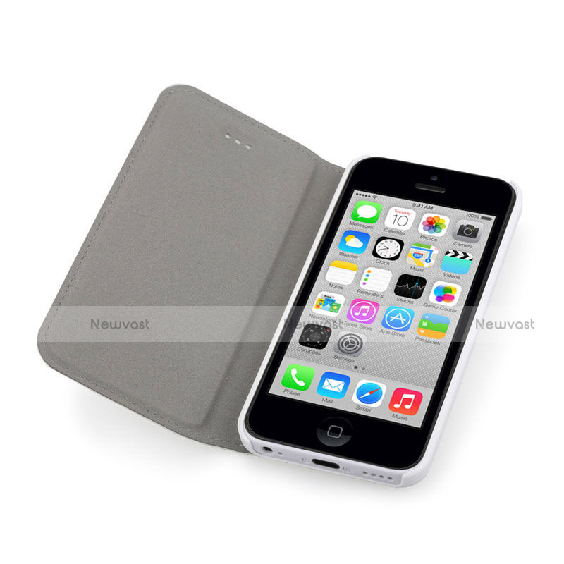 Leather Case Flip Cover for Apple iPhone 5C White