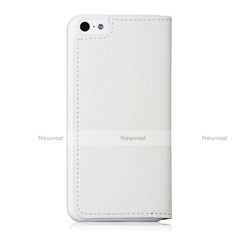 Leather Case Flip Cover for Apple iPhone 5C White