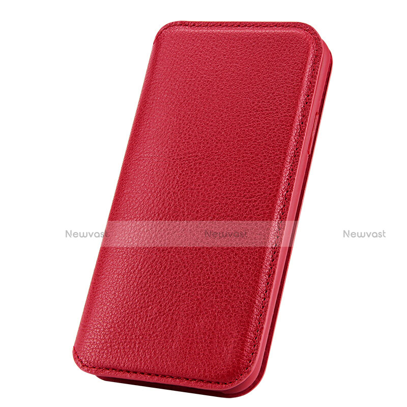 Leather Case Flip Cover for Apple iPhone Xs Red