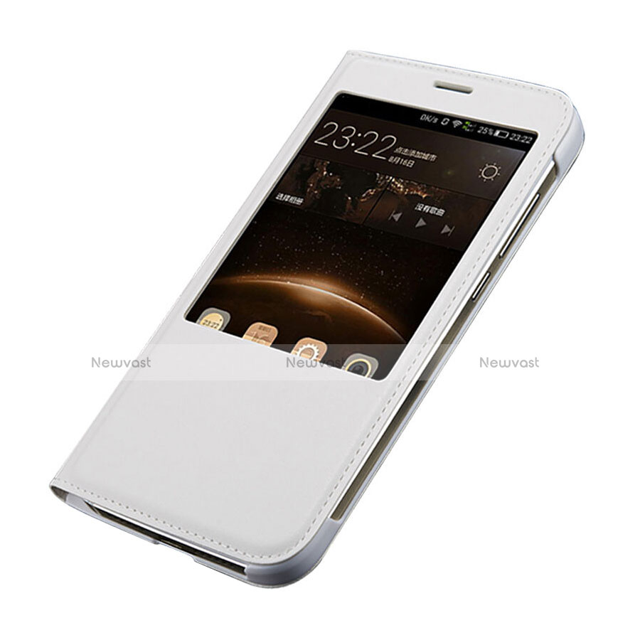 Leather Case Flip Cover for Huawei G7 Plus White