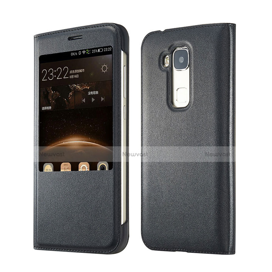 Leather Case Flip Cover for Huawei G8 Black