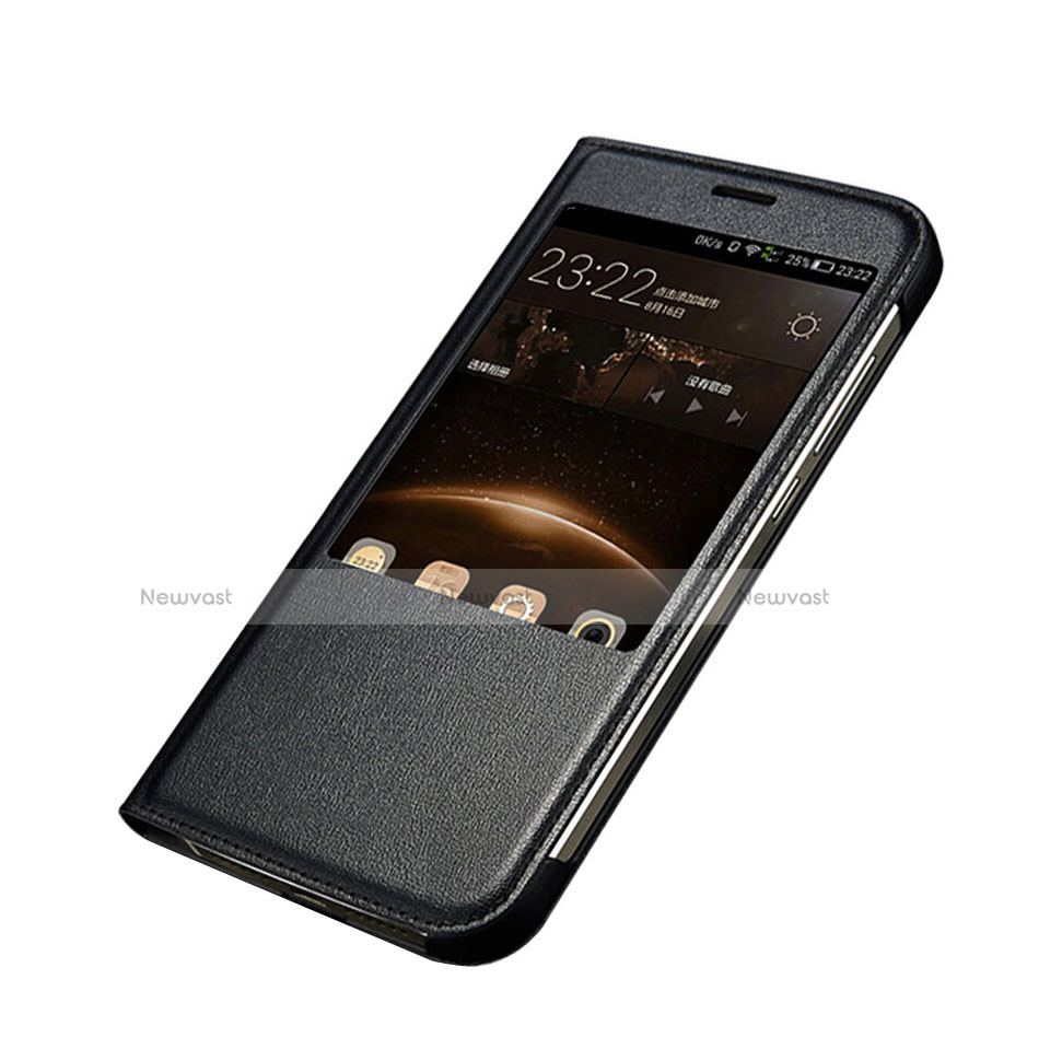 Leather Case Flip Cover for Huawei G8 Black