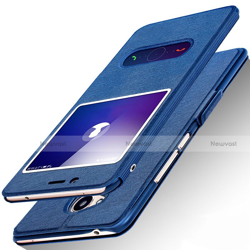 Leather Case Flip Cover for Huawei Honor 6A Blue