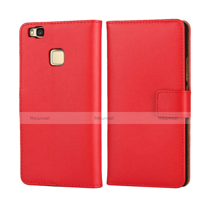 Leather Case Flip Cover for Huawei P9 Lite Red