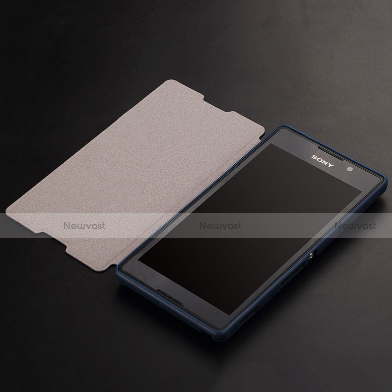 Leather Case Flip Cover for Sony Xperia C S39h Blue