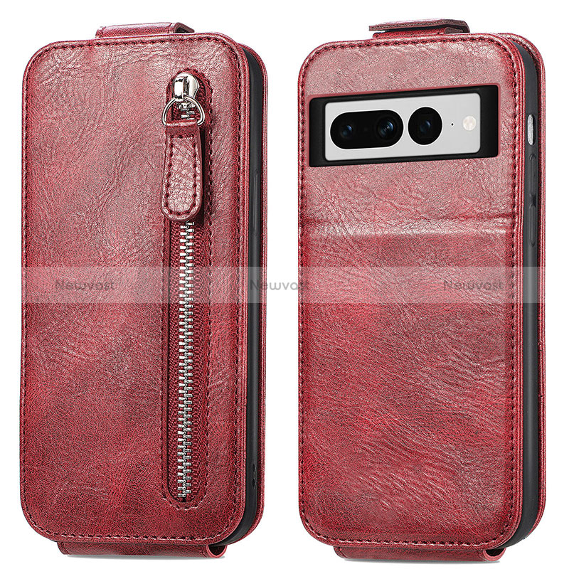 Leather Case Flip Cover Vertical for Google Pixel 7 Pro 5G Red