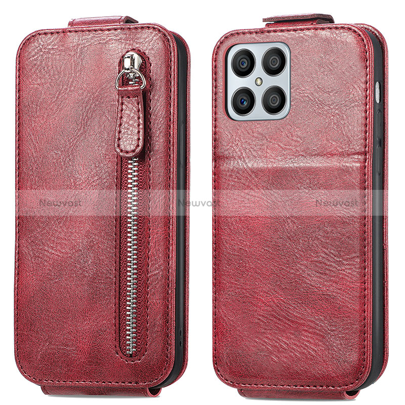 Leather Case Flip Cover Vertical for Huawei Honor X8 4G Red