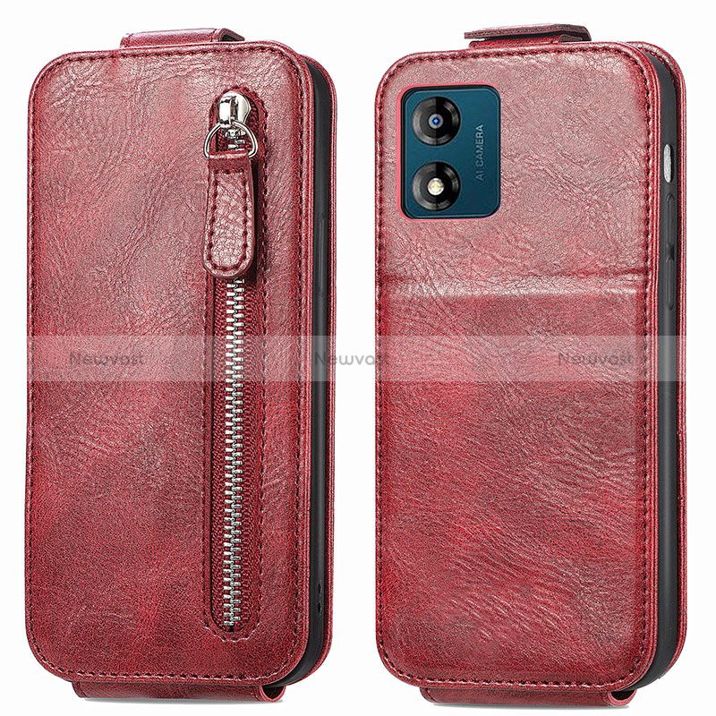 Leather Case Flip Cover Vertical for Motorola Moto E13 Red