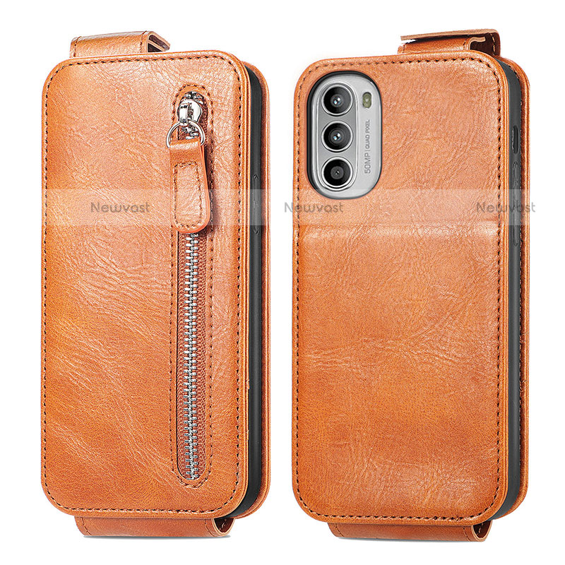 Leather Case Flip Cover Vertical for Motorola Moto Edge (2022) 5G Brown