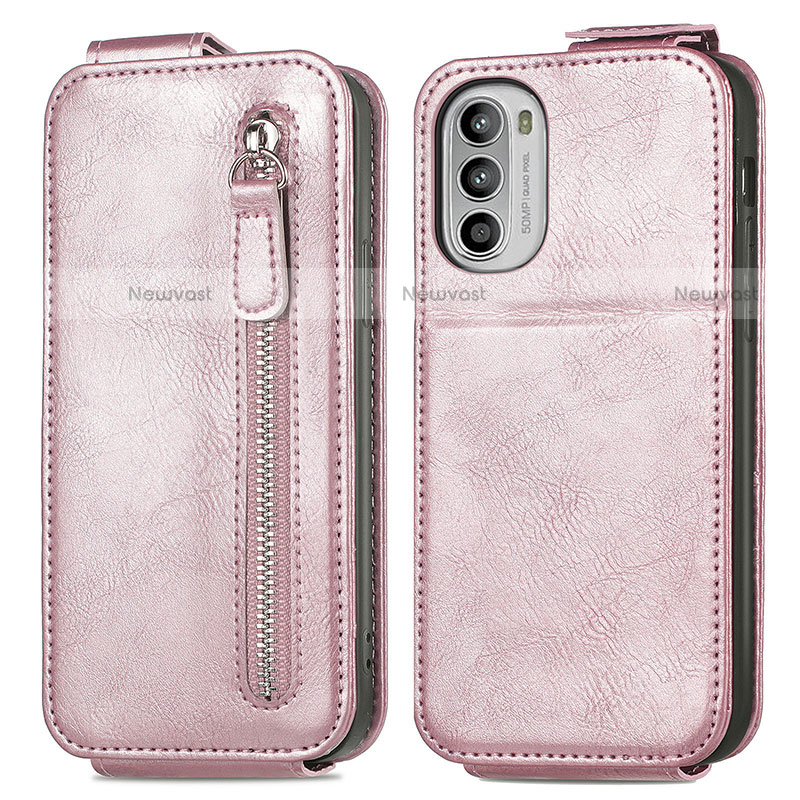 Leather Case Flip Cover Vertical for Motorola Moto Edge (2022) 5G Rose Gold