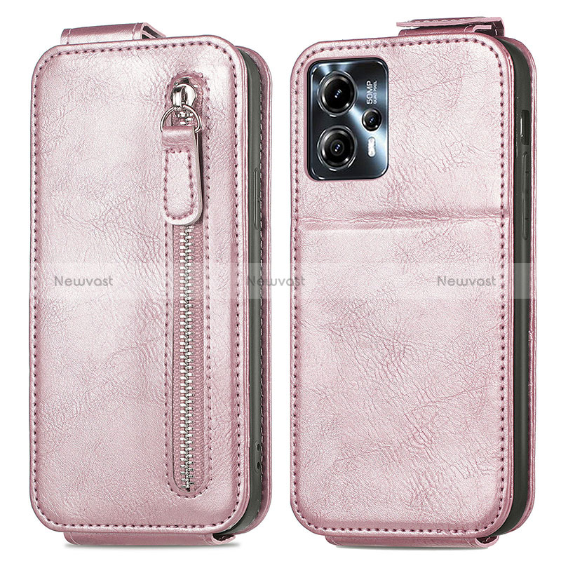 Leather Case Flip Cover Vertical for Motorola Moto G23 Rose Gold