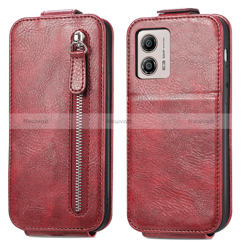 Leather Case Flip Cover Vertical for Motorola Moto G53j 5G Red