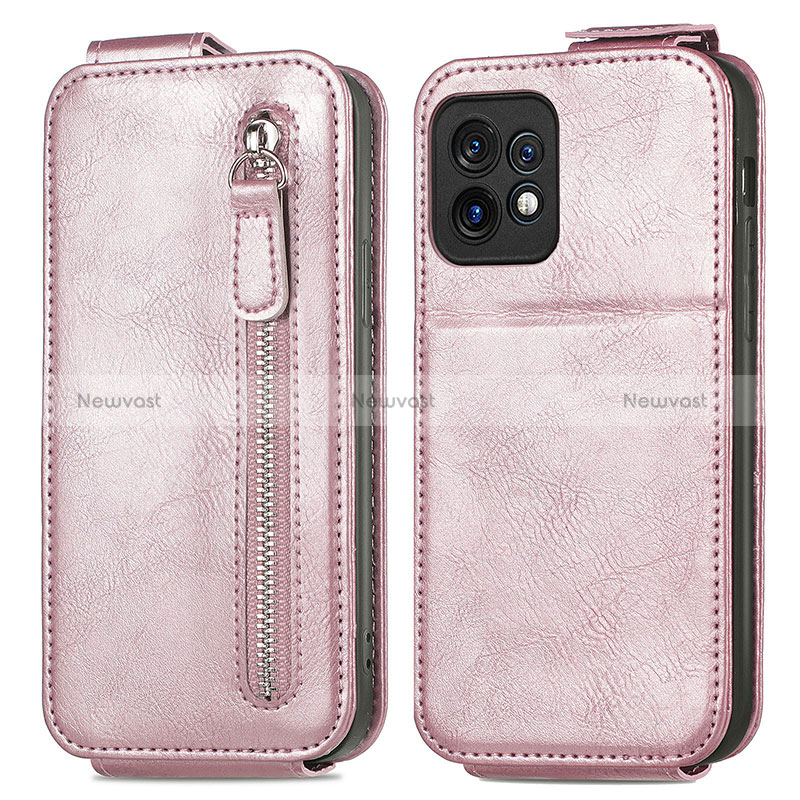 Leather Case Flip Cover Vertical for Motorola Moto X40 5G Rose Gold