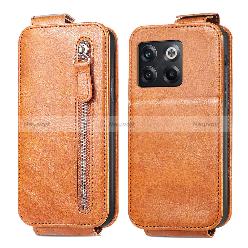 Leather Case Flip Cover Vertical for OnePlus 10T 5G Brown