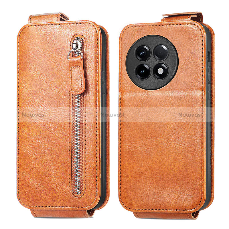 Leather Case Flip Cover Vertical for OnePlus Ace 2 Pro 5G Brown