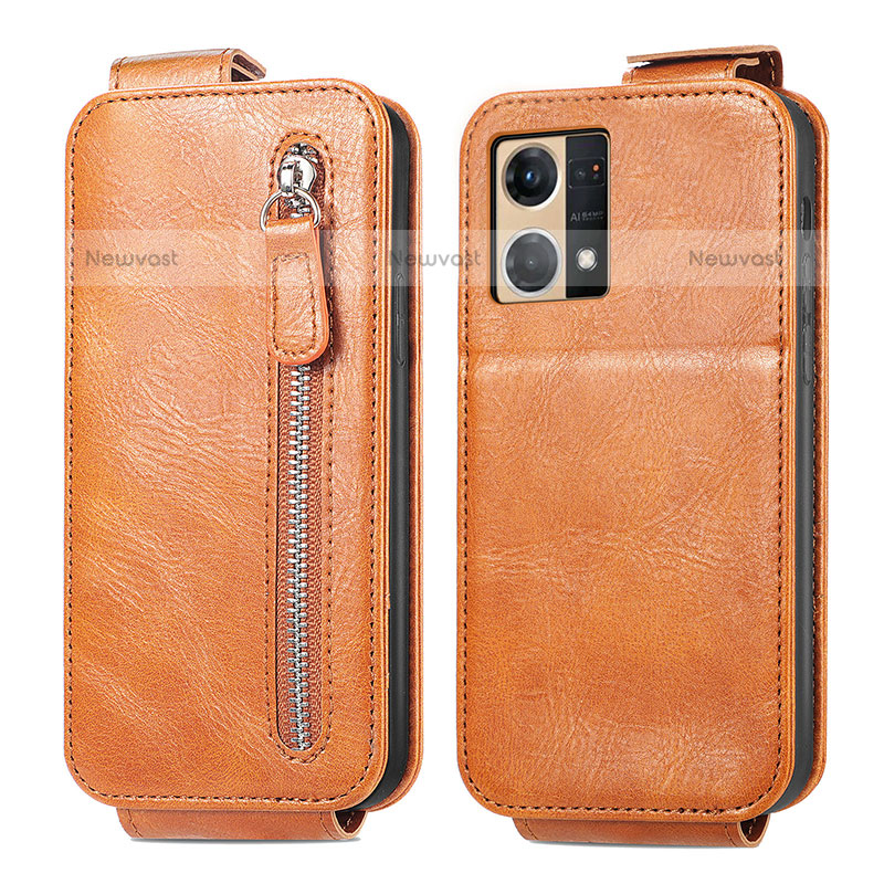 Leather Case Flip Cover Vertical for Oppo F21 Pro 4G Brown