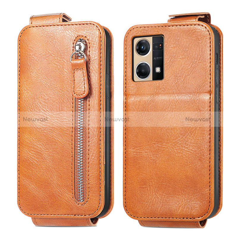 Leather Case Flip Cover Vertical for Oppo Reno8 4G Brown