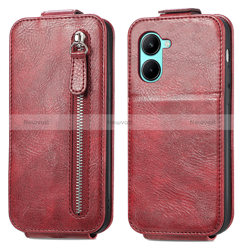 Leather Case Flip Cover Vertical for Realme C33 Red