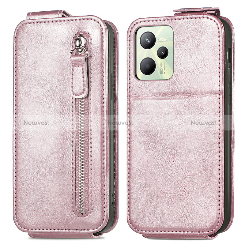 Leather Case Flip Cover Vertical for Realme C35 Rose Gold