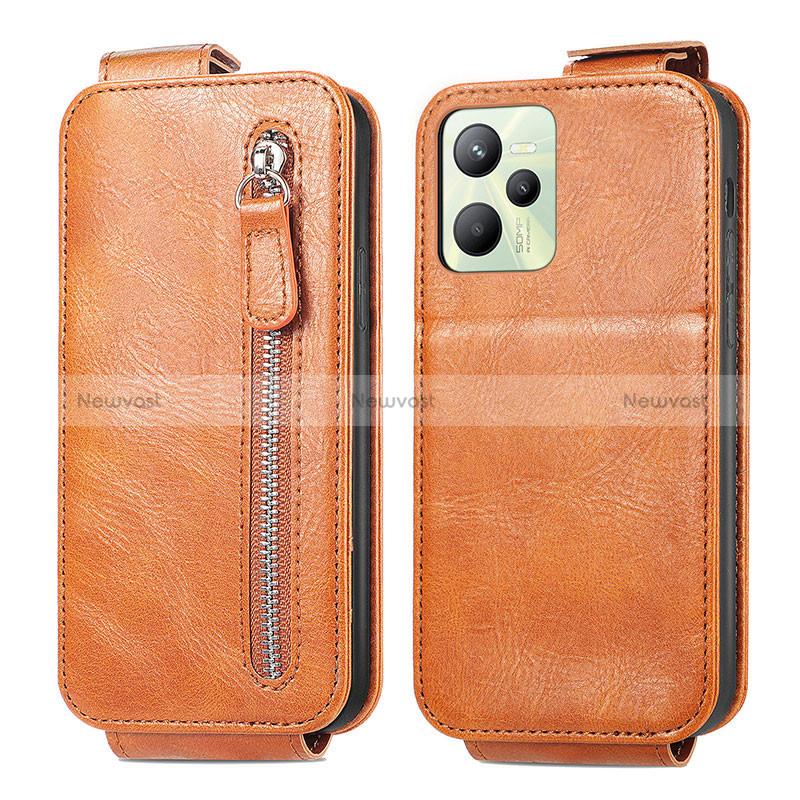 Leather Case Flip Cover Vertical for Realme Narzo 50A Prime Brown