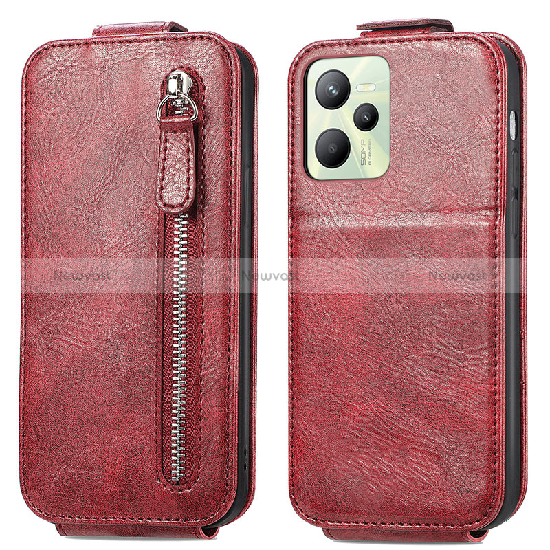 Leather Case Flip Cover Vertical for Realme Narzo 50A Prime Red