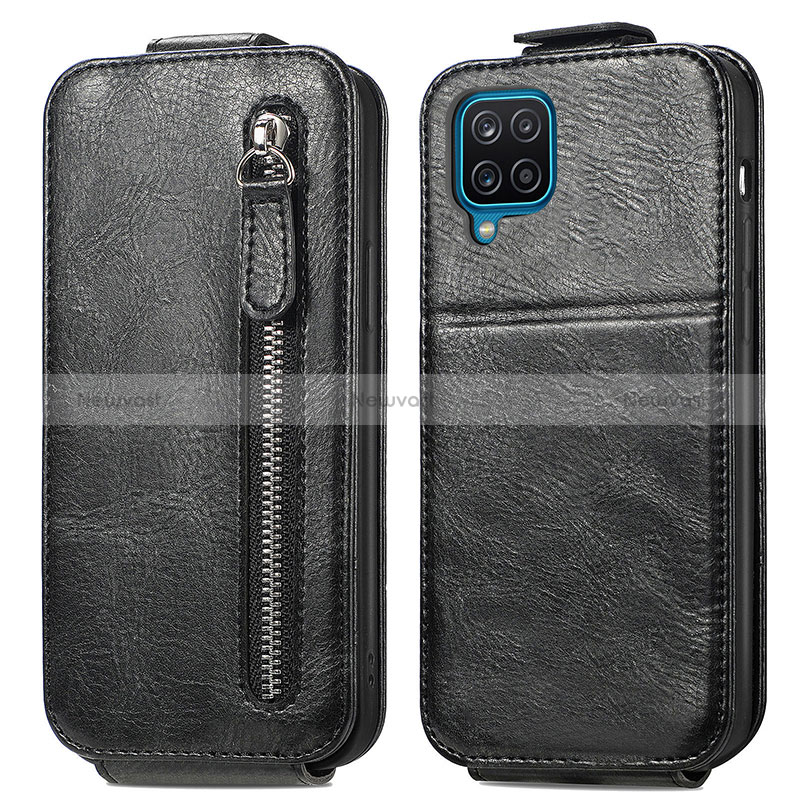 Leather Case Flip Cover Vertical for Samsung Galaxy A12 5G Black