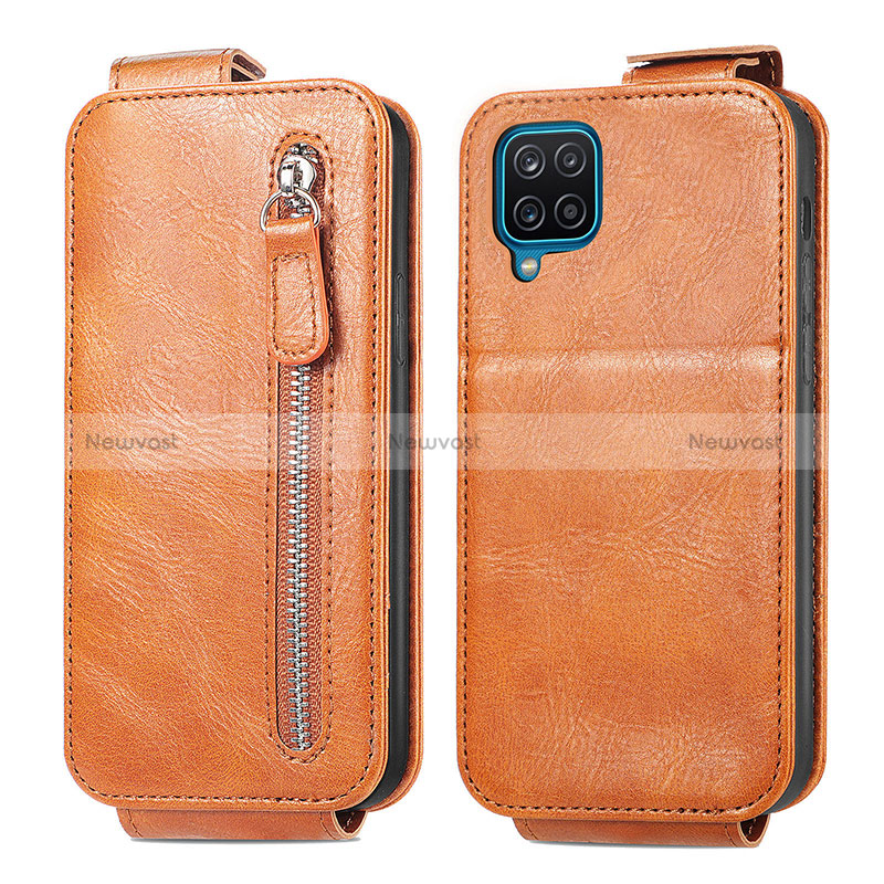 Leather Case Flip Cover Vertical for Samsung Galaxy A12 5G Brown
