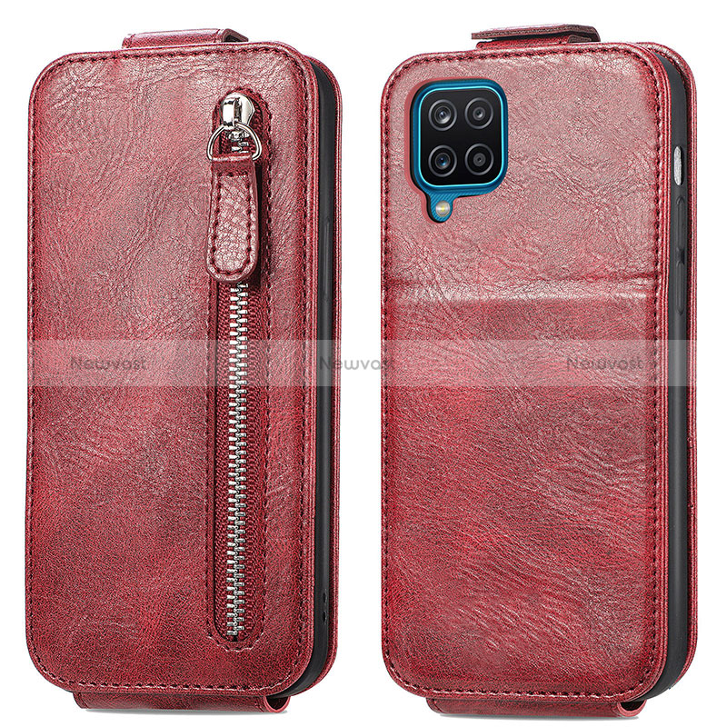 Leather Case Flip Cover Vertical for Samsung Galaxy A12 5G Red
