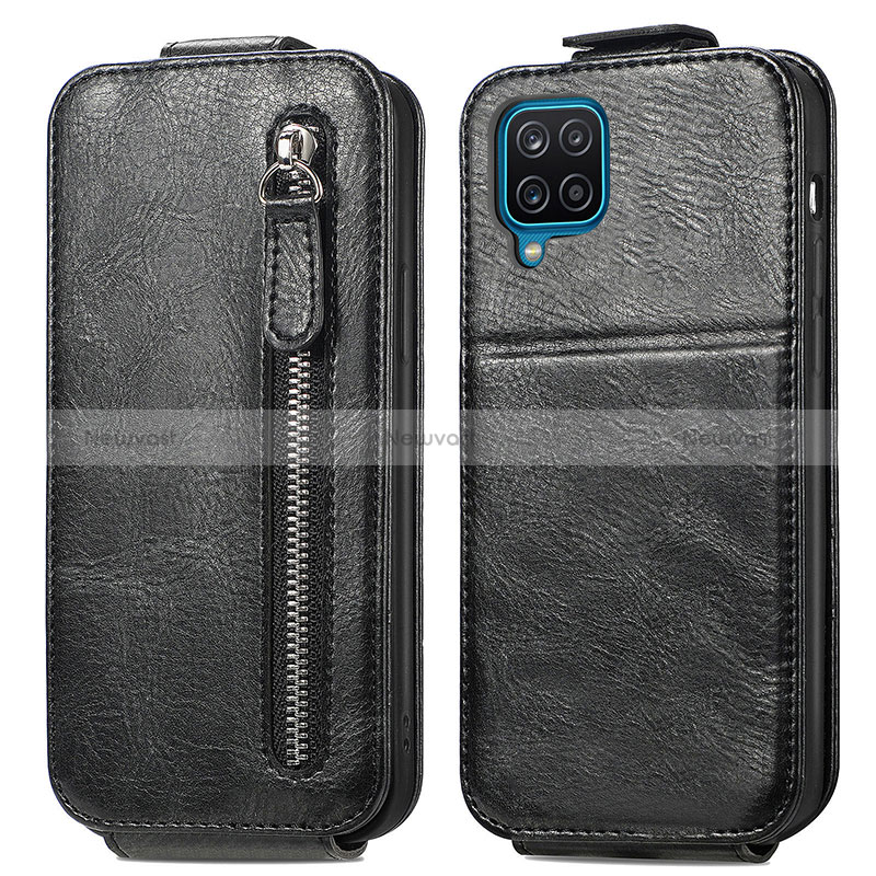 Leather Case Flip Cover Vertical for Samsung Galaxy A12 Nacho Black