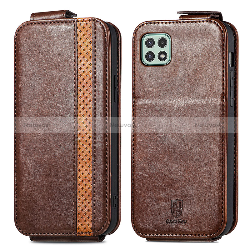 Leather Case Flip Cover Vertical for Samsung Galaxy A22 5G Brown