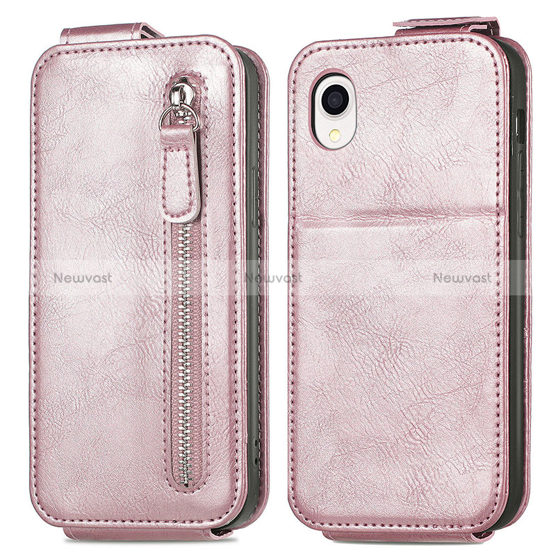 Leather Case Flip Cover Vertical for Samsung Galaxy A22 5G SC-56B Rose Gold