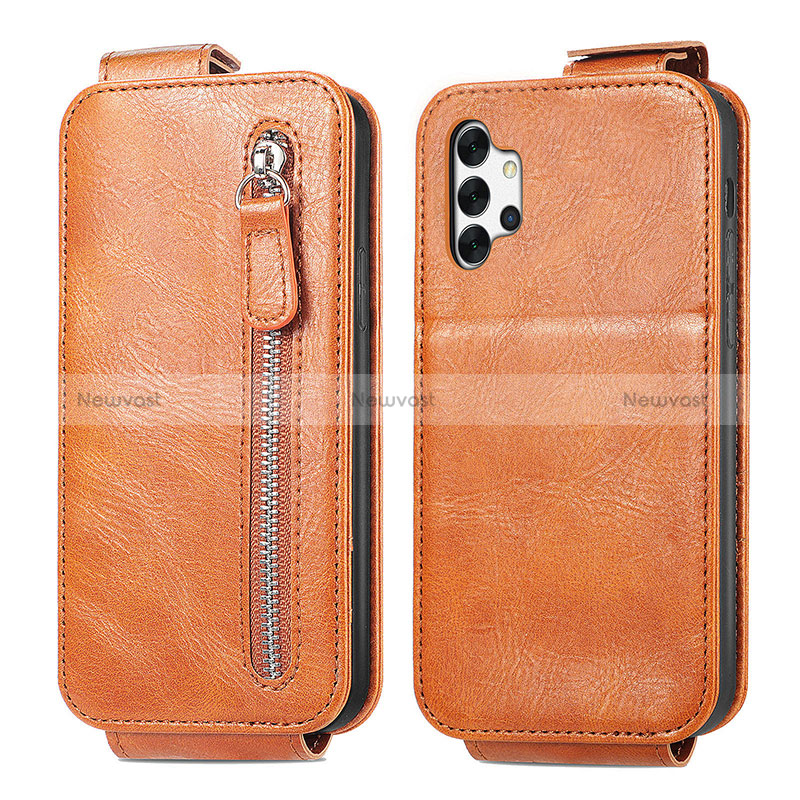 Leather Case Flip Cover Vertical for Samsung Galaxy A32 4G Brown