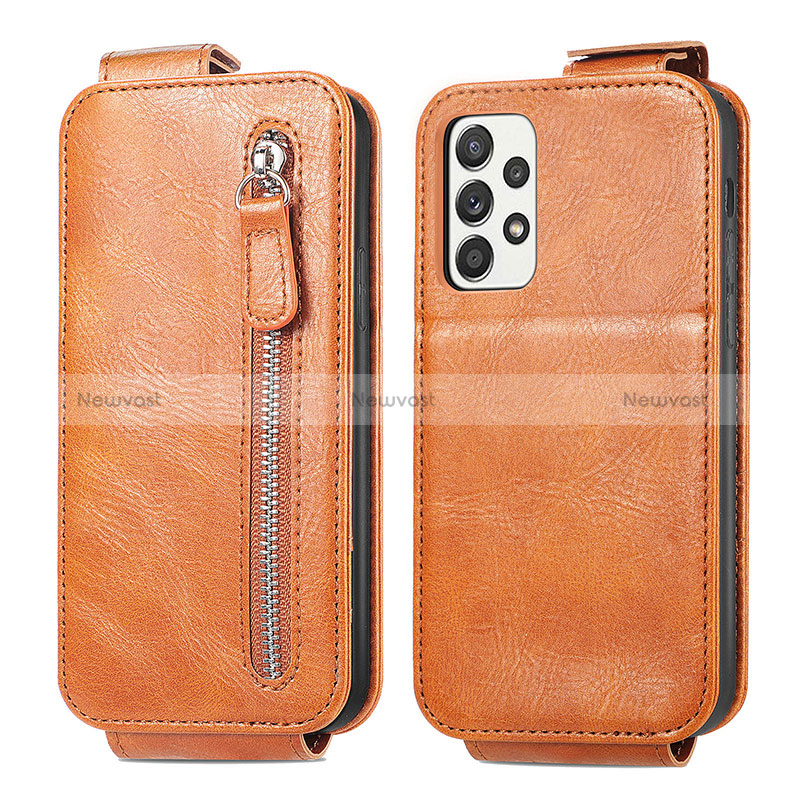 Leather Case Flip Cover Vertical for Samsung Galaxy A52 5G Brown