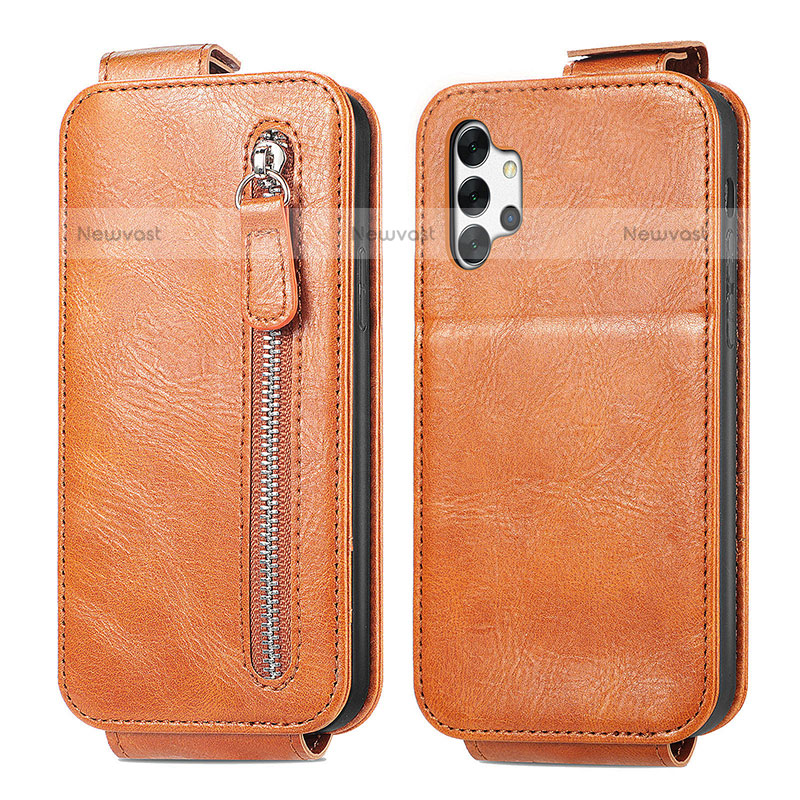 Leather Case Flip Cover Vertical for Samsung Galaxy M32 5G Brown